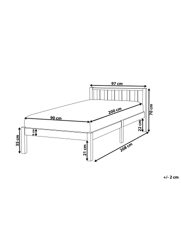 Beliani Einzelbett FLORAC in Braun - (W) 97 x (H) 70 x (L) 208 cm