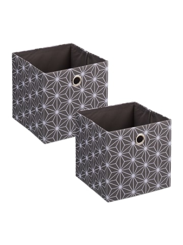 relaxdays 2 x Aufbewahrungsbox in Grau/ Weiß - (B)30 x (H)30,5 x (T)30 cm