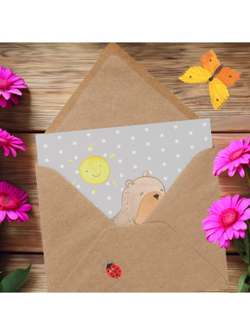 Mr. & Mrs. Panda Glückwunschkarte Otter Beachvolleyball ohne Spruch in Grau Pastell