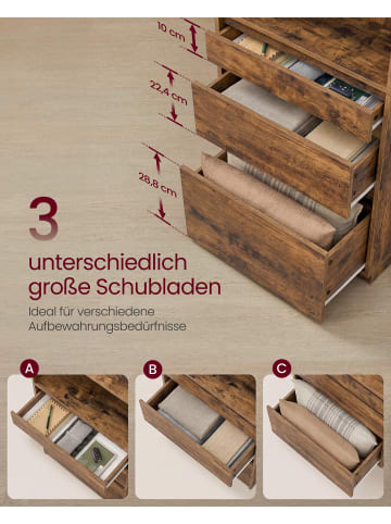 VASAGLE Bücherregal Kailyn in Braun - (B)57.1 x (H)180 x (T)30 cm