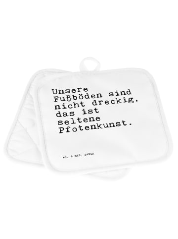 Mr. & Mrs. Panda Potholder Unsere Fußböden sind nicht... mit Spruch in Weiß