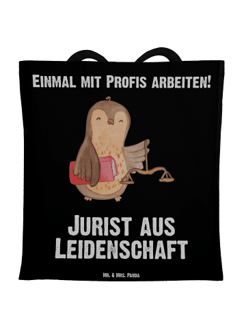 Mr. & Mrs. Panda Strandtasche Jurist Leidenschaft mit Spruch in Schwarz