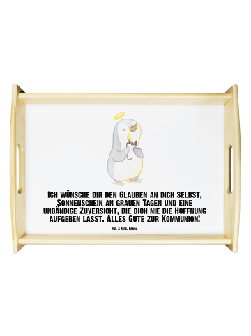 Mr. & Mrs. Panda Küchentablett Pinguin Kommunion mit Spruch in Weiß