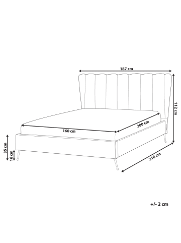 Beliani Doppelbett MIRIBEL in Beige/Gold - (W) 187 x (H) 112 x (L) 218 cm