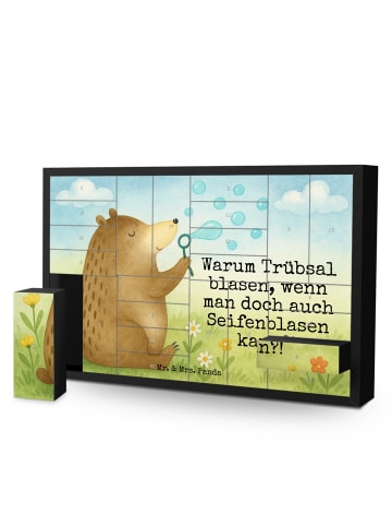 Mr. & Mrs. Panda Adventskalender Bär Seifenblasen Design mit Spruch in Weiß