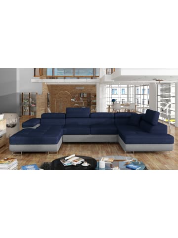 MF Design Rodri Recamiere Rechts in Navyblau -  (L) 202 x (B) 345 x (H) 90 cm