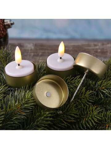 MARELIDA 4er Set Adventskranzstecker ohne Dorn Teelichthalter D: 4cm in gold