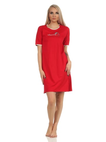 NORMANN kurzarm Nachthemd Kirschen - 62449 in rot