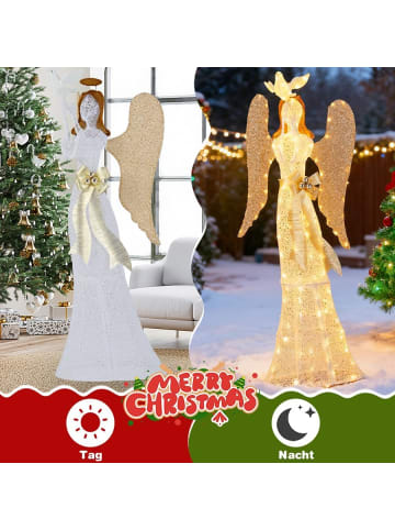COSTWAY Beleuchteter Weihnachtsengel groß, 165 cm in Bunt