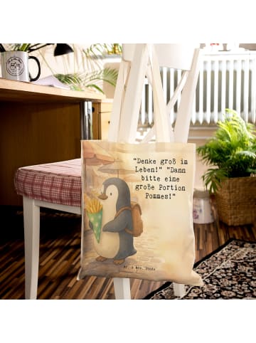 Mr. & Mrs. Panda Tasche Pinguin Pommestüte Design mit Spruch in Weiß