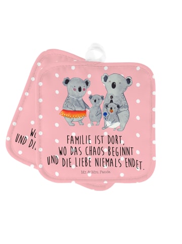 Mr. & Mrs. Panda 2er Set Topflappen  Koala Familie mit Spruch in Rot Pastell