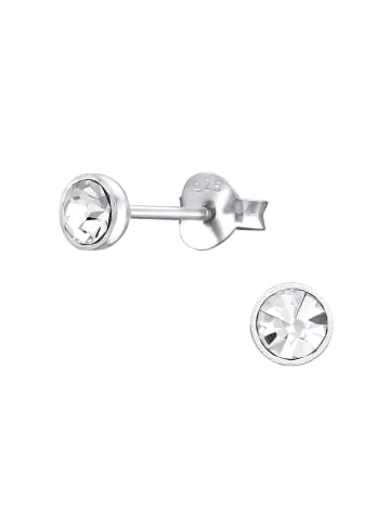Alexander York Ohrringe, Ohrstecker SILBER KRISTALL 4 mm I weiß in silver