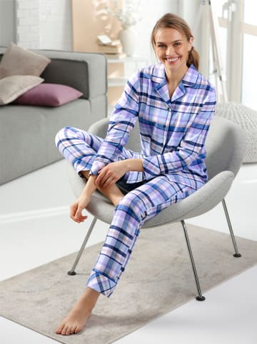 WITT WEIDEN Pyjama in ecru-eisblau-kariert