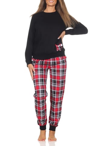 NORMANN Schlafanzug Pyjama langarm Bündchen Tiermotiv - 87116 in schwarz
