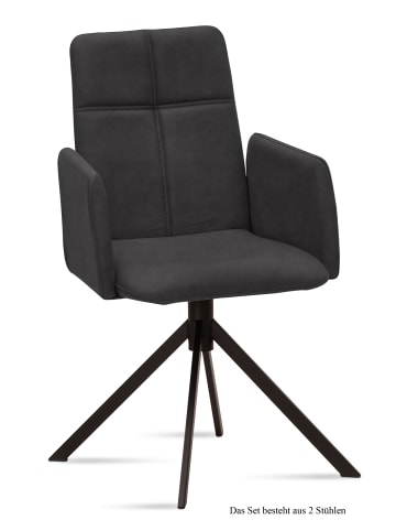 58 aufm Kessel ARMLEHNSTUHL (2er-Set) Druci 52x92x60 Schwarz/Anthrazit