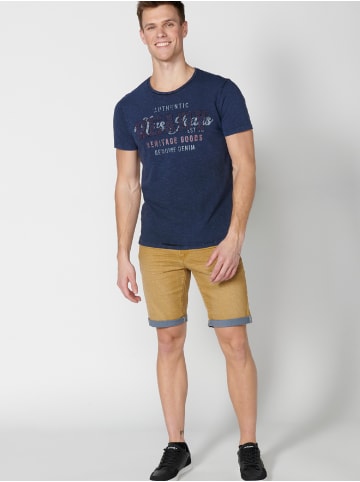 KOROSHI Kurzarm T-Shirt in blau
