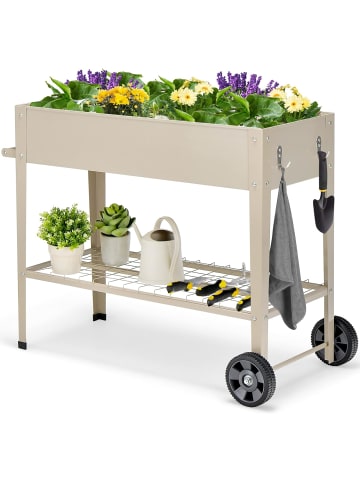 COSTWAY Hochbeet mit Rollen in Beige