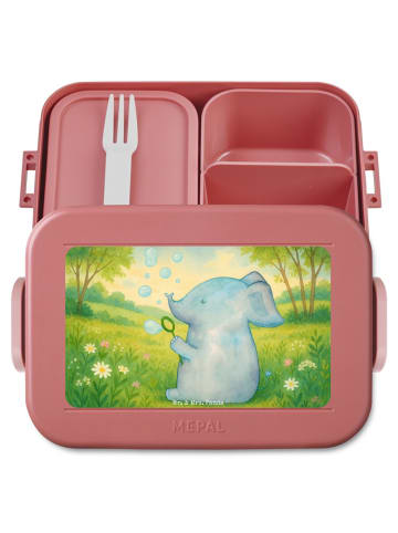 Mr. & Mrs. Panda Bento Box Elefant Seifenblasen Design ohne Spruch in Rot Pastell