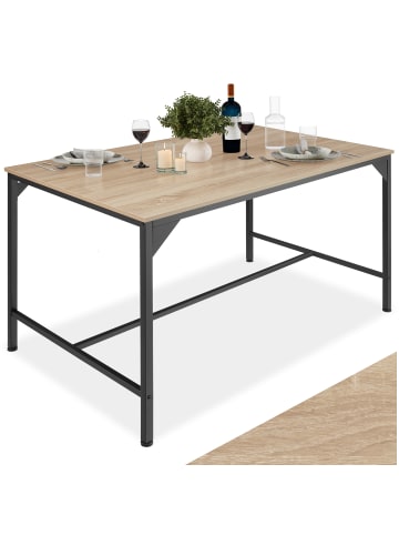 tectake Esstisch Belfast 120 x 75 x 75 cm, Industrial Holz hell, Eiche Sonoma