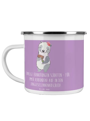 Mr. & Mrs. Panda Camping Emaille Tasse Junggesellinnenabschied E... in Lavendeltraum