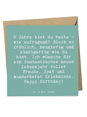 Mr. & Mrs. Panda Deluxe Karte Spruch 8. Geburtstag mit Spruch in Meeresbrise