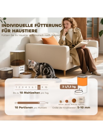 Pawhut Futter- und Trinkbrunnen-Set Weiß