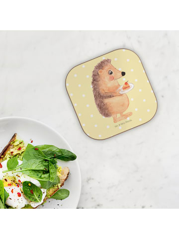 Mr. & Mrs. Panda Tassenuntersetzer Igel Kuchenstück ohne Spruch in Gelb Pastell