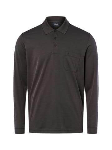 Ragman Langarm-Poloshirt - bügelleicht in schoko - 0017