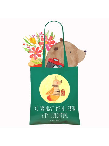 Mr. & Mrs. Panda Shopping Tasche Glühwürmchen mit Spruch in Mint