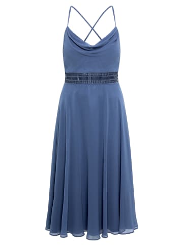 Vera Mont Cocktailkleid mit Wasserfallausschnitt in Blue Stone