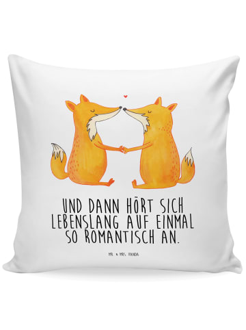 Mr. & Mrs. Panda Kissen 40x40 Füchse Liebe mit Spruch in Weiß