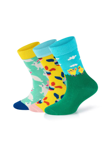 Happy Socks Socken 3-Pack Kids Eastern Bunny-What Came First-Chicken in multi_coloured