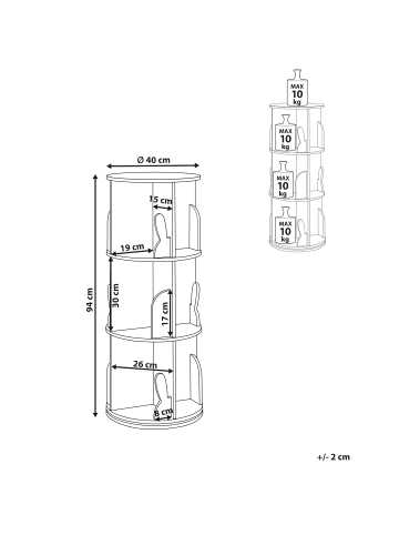 Beliani Bücherregal CANEY in Rosa - (W) 40 x (H) 94 x (L) 40 cm
