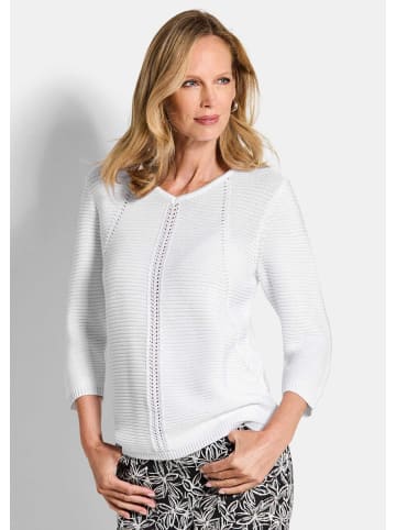 GOLDNER Kurzgröße:  Eleganter V-Ausschnitt Pullover in weiß