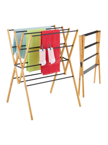 relaxdays Wäscheständer in Natur/ Schwarz - (B)70 x (H)93 x (T)62 cm