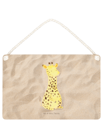 Mr. & Mrs. Panda Schild Giraffe Zufrieden mit Spruch in Sandig