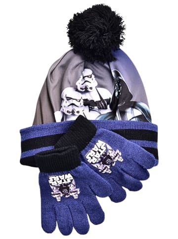 Star Wars 2-tlg. Winter Set: Star Wars Mütze & Handschuhe in Dunkelblau