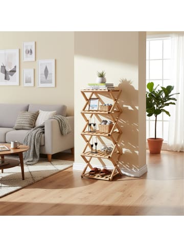 relaxdays Schuhregal in Natur - (B)28 x (H)84 x (T)28 cm