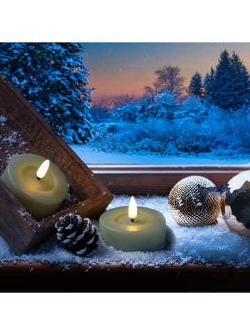 MARELIDA 2x LED Maxi Teelichter für Innen/Außen Timer D: 6,8cm in grün