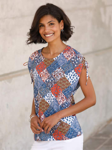 Sieh an! Kurzarm-Shirt in taubenblau-terra-bedruckt