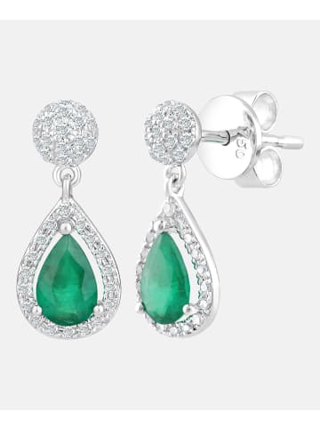 Diamant L'éternel Ohrhänger aus 750 Weißgold mit 0.25 Karat Diamant mit Smaragd