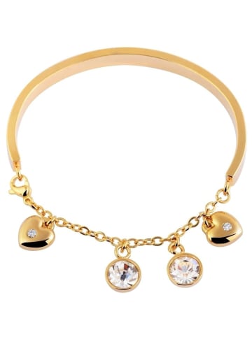 Adeliás Damen Armband – Armreif aus Edelstahl mit Strass Steinchen 17 cm in gold