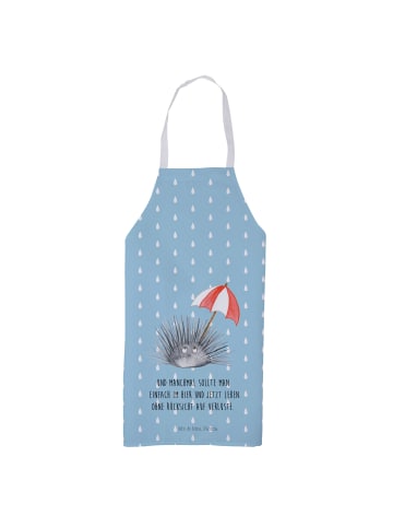 Mr. & Mrs. Panda Küchenschürze Seeigel mit Spruch in Blau Pastell