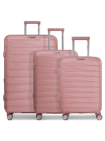 Franky London 4 Rollen Kofferset 3-teilig mit Dehnfalte rose