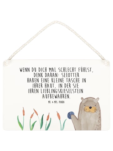 Mr. & Mrs. Panda Holztafel Otter Stein mit Spruch in Weiß