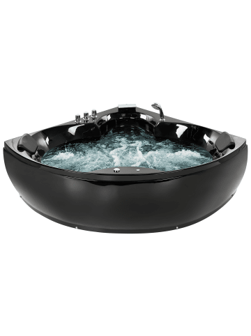 Beliani Eckbadewannen SENADO in Schwarz/Silber - (W) 150 x (H) 56 x (L) 205 cm