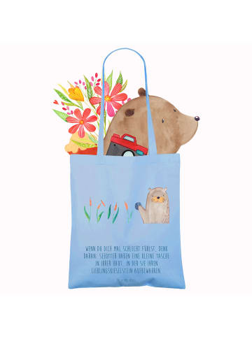Mr. & Mrs. Panda Tasche Otter Stein mit Spruch in Sky Blue