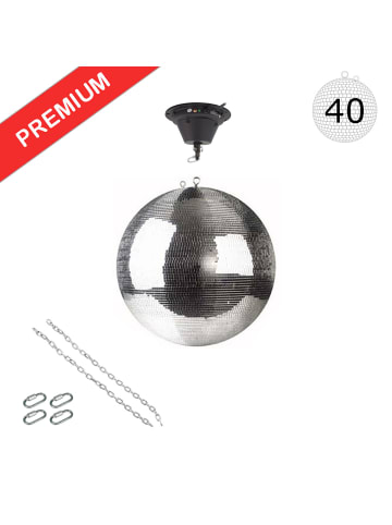 SATISFIRE Spiegelkugel 40cm mit Motor in silber