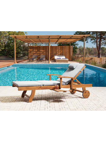 Beliani Gartenliege JAVA PREMIUM in Braun/Grau - (W) 64 x (H) 35 x (L) 196 cm