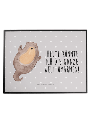 Mr. & Mrs. Panda Schreibtischunterlage Otter Umarmen mit Spruch in Grau Pastell